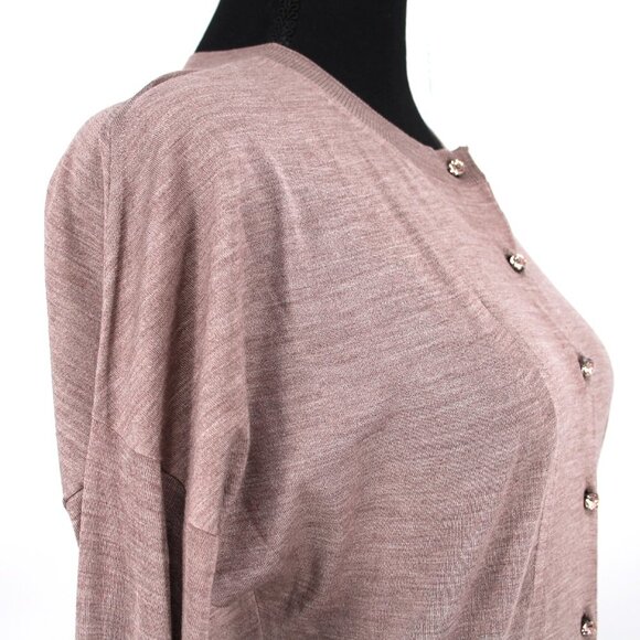Louis Vuitton Brown Silk Classic Cardigan Sweater Gemstone Buttons Small S NEW - Picture 2 of 8